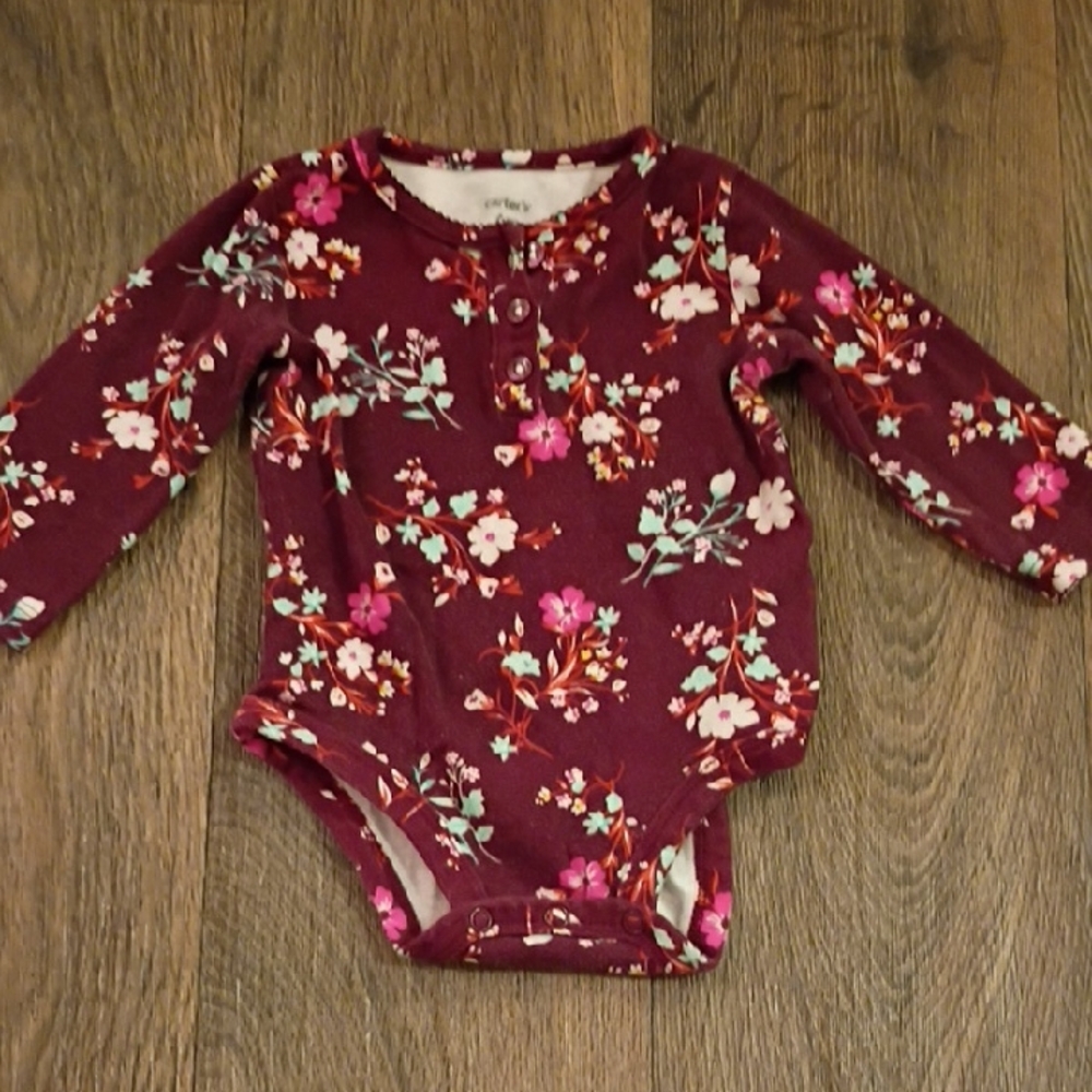 Carter's Burgundy Floral Long Sleeve Bodysuit